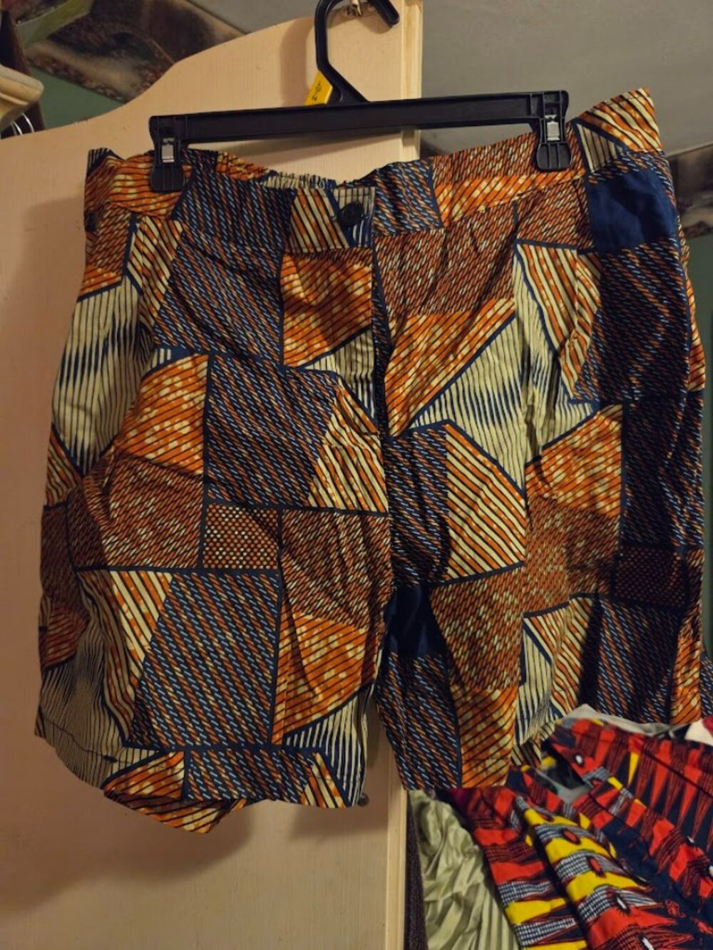 Grassfields African Print Patchwork Shorts Plus Size 2X 3X Ankara Wax Geometric